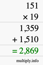 How to calculate 151 times 19 using long multiplication How to calculate 151 times 19 using long multiplication