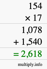 How to calculate 154 times 17 using long multiplication How to calculate 154 times 17 using long multiplication