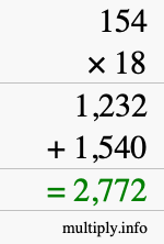 How to calculate 154 times 18 using long multiplication How to calculate 154 times 18 using long multiplication