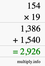 How to calculate 154 times 19 using long multiplication How to calculate 154 times 19 using long multiplication