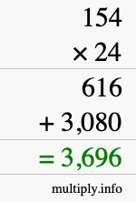 How to calculate 154 times 24 using long multiplication How to calculate 154 times 24 using long multiplication