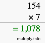 How to calculate 154 times 7 using long multiplication How to calculate 154 times 7 using long multiplication
