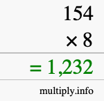 How to calculate 154 times 8 using long multiplication How to calculate 154 times 8 using long multiplication