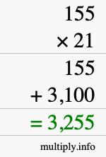 How to calculate 155 times 21 using long multiplication How to calculate 155 times 21 using long multiplication