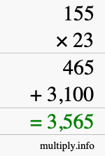 How to calculate 155 times 23 using long multiplication How to calculate 155 times 23 using long multiplication