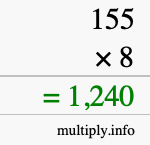 How to calculate 155 times 8 using long multiplication How to calculate 155 times 8 using long multiplication