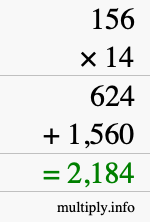 How to calculate 156 times 14 using long multiplication How to calculate 156 times 14 using long multiplication