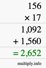 How to calculate 156 times 17 using long multiplication How to calculate 156 times 17 using long multiplication