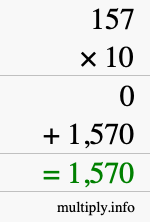 How to calculate 157 times 10 using long multiplication How to calculate 157 times 10 using long multiplication