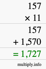 How to calculate 157 times 11 using long multiplication How to calculate 157 times 11 using long multiplication