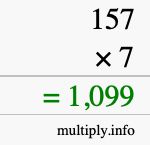 How to calculate 157 times 7 using long multiplication How to calculate 157 times 7 using long multiplication