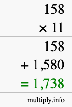 How to calculate 158 times 11 using long multiplication How to calculate 158 times 11 using long multiplication