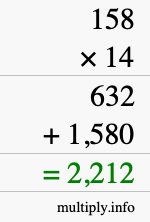 How to calculate 158 times 14 using long multiplication How to calculate 158 times 14 using long multiplication
