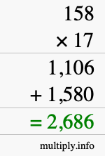 How to calculate 158 times 17 using long multiplication How to calculate 158 times 17 using long multiplication