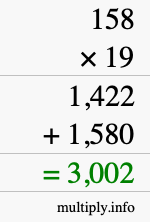 How to calculate 158 times 19 using long multiplication How to calculate 158 times 19 using long multiplication