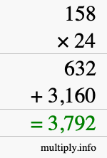 How to calculate 158 times 24 using long multiplication How to calculate 158 times 24 using long multiplication