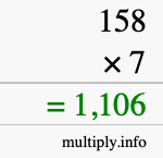 How to calculate 158 times 7 using long multiplication How to calculate 158 times 7 using long multiplication