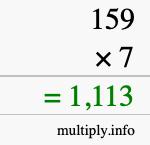 How to calculate 159 times 7 using long multiplication How to calculate 159 times 7 using long multiplication