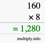 How to calculate 160 times 8 using long multiplication How to calculate 160 times 8 using long multiplication