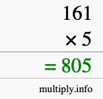 How to calculate 161 times 5 using long multiplication How to calculate 161 times 5 using long multiplication