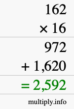 How to calculate 162 times 16 using long multiplication How to calculate 162 times 16 using long multiplication