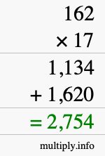 How to calculate 162 times 17 using long multiplication How to calculate 162 times 17 using long multiplication