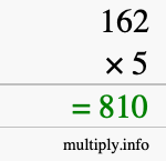 How to calculate 162 times 5 using long multiplication How to calculate 162 times 5 using long multiplication