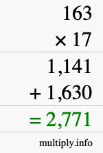 How to calculate 163 times 17 using long multiplication How to calculate 163 times 17 using long multiplication