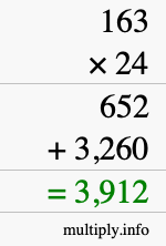 How to calculate 163 times 24 using long multiplication How to calculate 163 times 24 using long multiplication