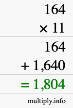 How to calculate 164 times 11 using long multiplication How to calculate 164 times 11 using long multiplication