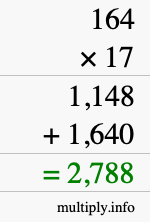 How to calculate 164 times 17 using long multiplication How to calculate 164 times 17 using long multiplication
