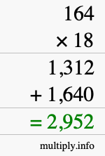 How to calculate 164 times 18 using long multiplication How to calculate 164 times 18 using long multiplication