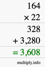 How to calculate 164 times 22 using long multiplication How to calculate 164 times 22 using long multiplication