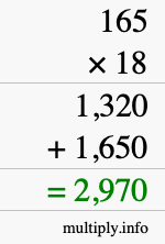 How to calculate 165 times 18 using long multiplication How to calculate 165 times 18 using long multiplication