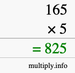 How to calculate 165 times 5 using long multiplication