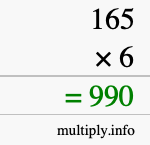 How to calculate 165 times 6 using long multiplication How to calculate 165 times 6 using long multiplication