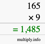 How to calculate 165 times 9 using long multiplication How to calculate 165 times 9 using long multiplication