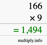 How to calculate 166 times 9 using long multiplication How to calculate 166 times 9 using long multiplication
