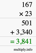 How to calculate 167 times 23 using long multiplication How to calculate 167 times 23 using long multiplication