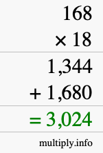 How to calculate 168 times 18 using long multiplication How to calculate 168 times 18 using long multiplication