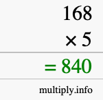 How to calculate 168 times 5 using long multiplication How to calculate 168 times 5 using long multiplication