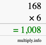 How to calculate 168 times 6 using long multiplication How to calculate 168 times 6 using long multiplication