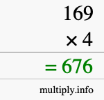 How to calculate 169 times 4 using long multiplication How to calculate 169 times 4 using long multiplication