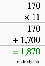 How to calculate 170 times 11 using long multiplication How to calculate 170 times 11 using long multiplication