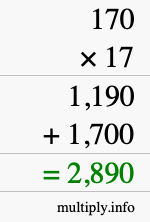 How to calculate 170 times 17 using long multiplication How to calculate 170 times 17 using long multiplication