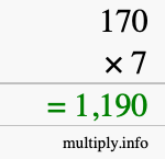 How to calculate 170 times 7 using long multiplication How to calculate 170 times 7 using long multiplication