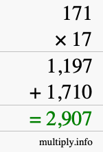 How to calculate 171 times 17 using long multiplication How to calculate 171 times 17 using long multiplication