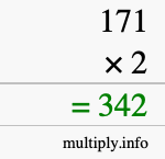 How to calculate 171 times 2 using long multiplication How to calculate 171 times 2 using long multiplication