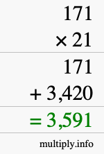 How to calculate 171 times 21 using long multiplication How to calculate 171 times 21 using long multiplication