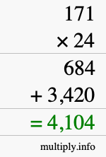 How to calculate 171 times 24 using long multiplication How to calculate 171 times 24 using long multiplication